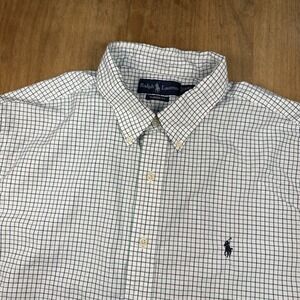 Ralph Lauren Classic Fit Short Sleeve Button Down Shirt Men XXL Green/Blue Check